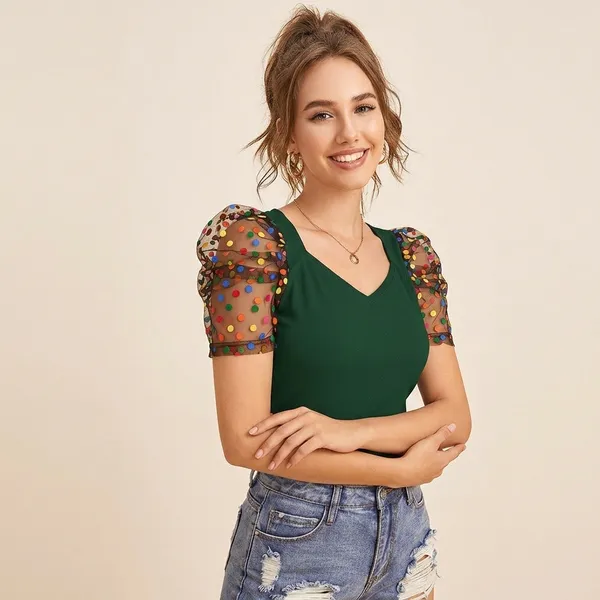 Chic_Puff_Sleeve_Crop_Top_Green
