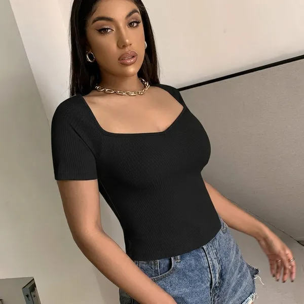 Square_Neck_Ribbed_Cropped_Top_Short_Sleeve_Black