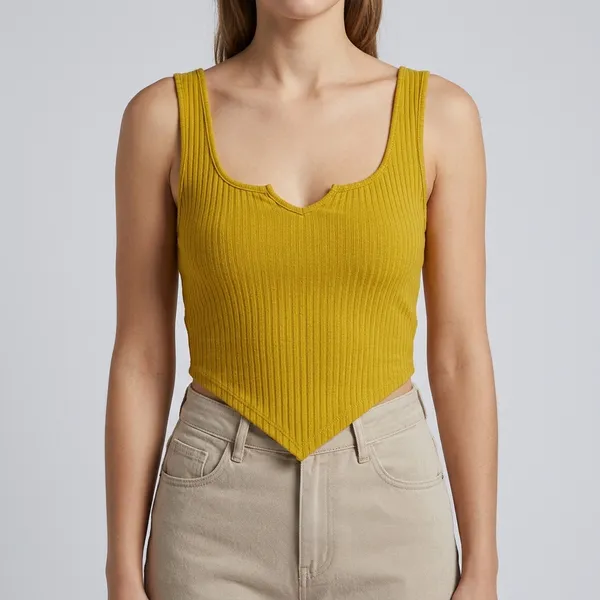 Sweetheart_Neckline_Sleeveless_Tank_Top_Elegant_Tops_Yellow
