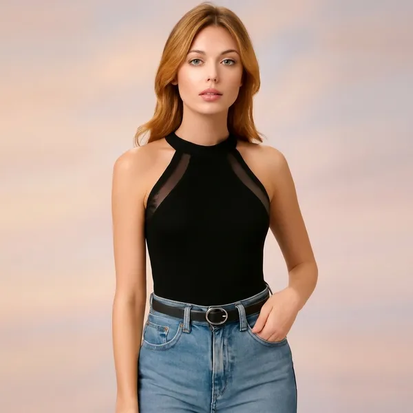 Chic_Black_Mesh_Panel_Halter_Neck_Top_Black