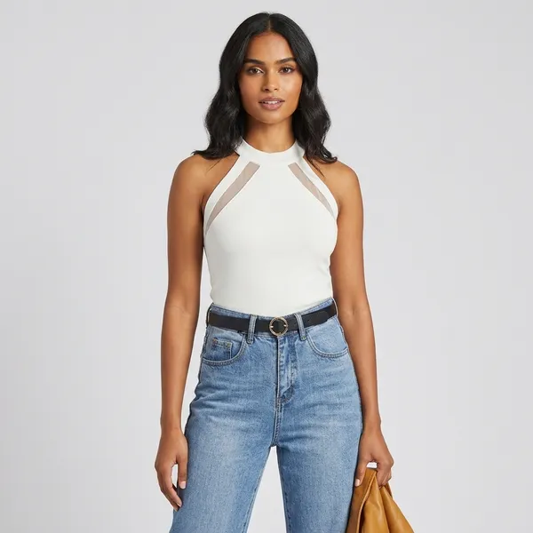Chic_Black_Mesh_Panel_Halter_Neck_Top_White