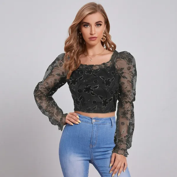 Puff_Sleeve_Crop_Top_Black
