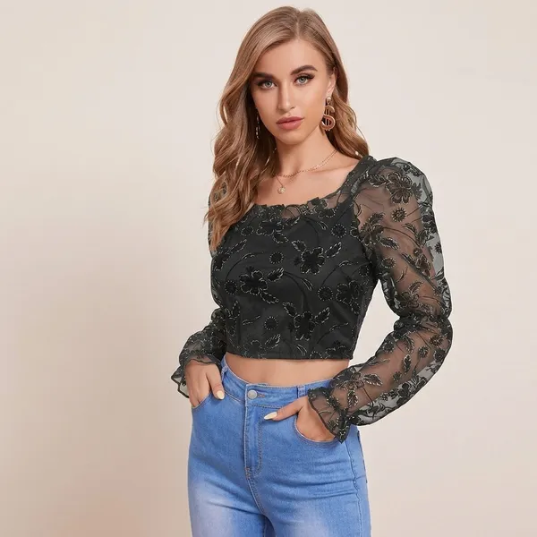 Puff_Sleeve_Crop_Top_Black