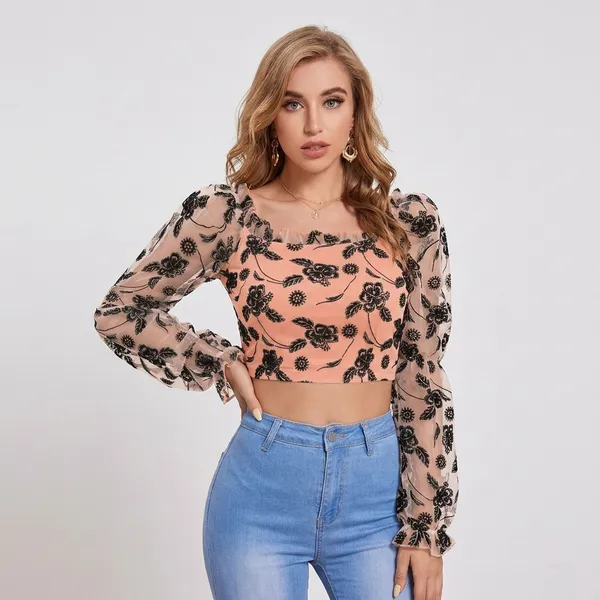 Puff_Sleeve_Crop_Top_Pink