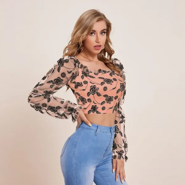 Puff_Sleeve_Crop_Top_Pink