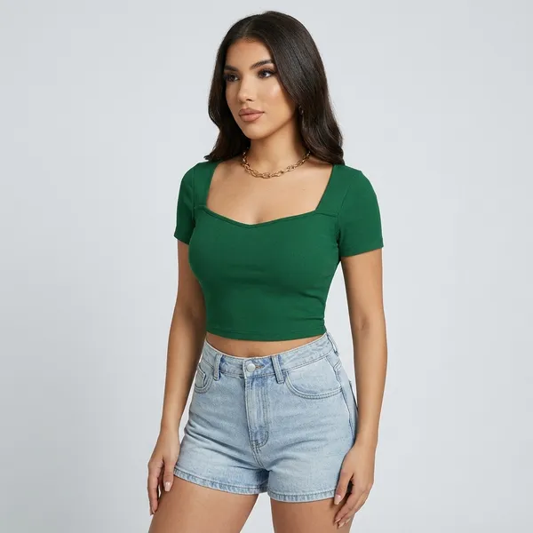 Square_Neck_Ribbed_Cropped_Top_Short_Sleeve_Green