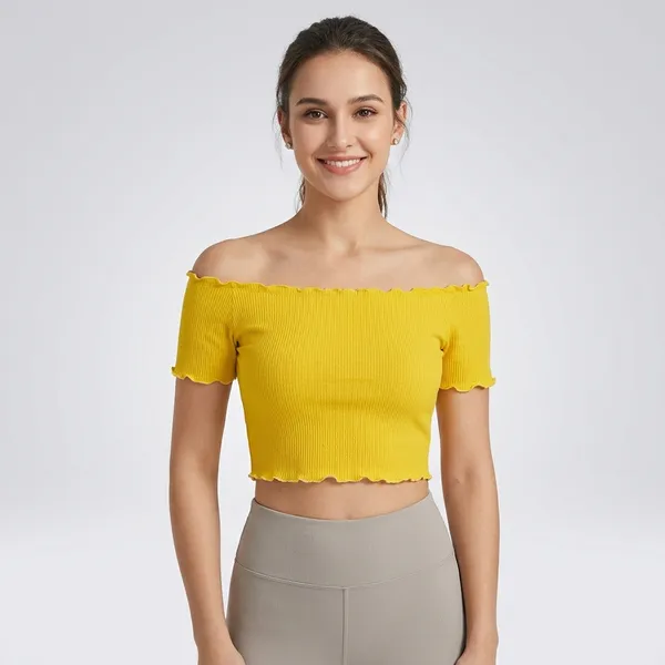 Trendy_Off_Shoulder_Crop_Top_Ultimate_Comfort_Yellow