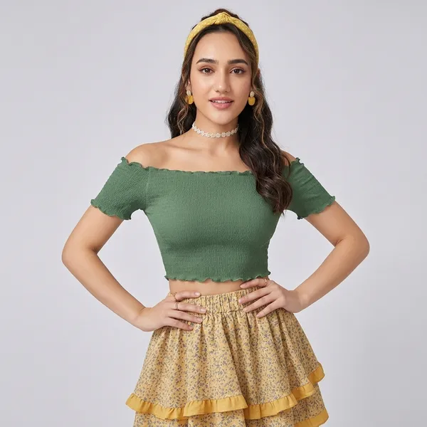 Trendy_Off_Shoulder_Crop_Top_Ultimate_Comfort_Green