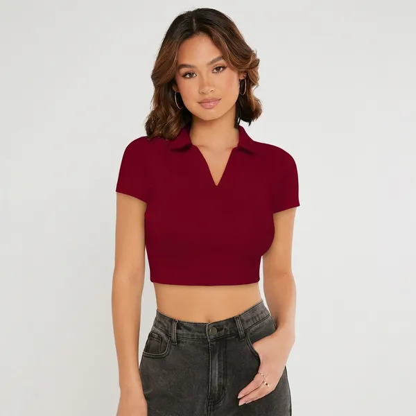 Urban_Chic_Polo_Crop_Top_Maroon