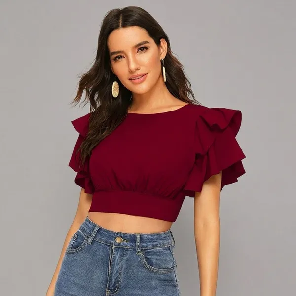 Ruffle_Sleeve_Burgundy_Crop_Top_Maroon