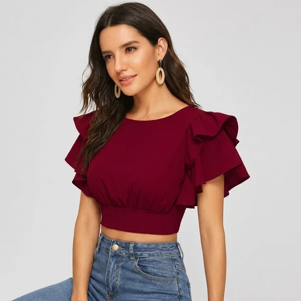 Ruffle_Sleeve_Burgundy_Crop_Top_Maroon