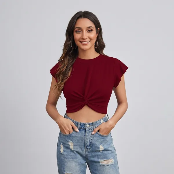 Twist_Front_Flutter_Sleeve_Crop_Top_Maroon