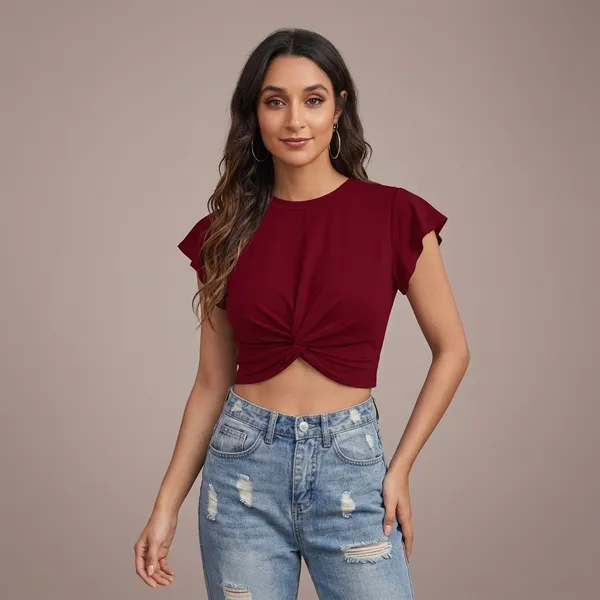 Twist_Front_Flutter_Sleeve_Crop_Top_Maroon