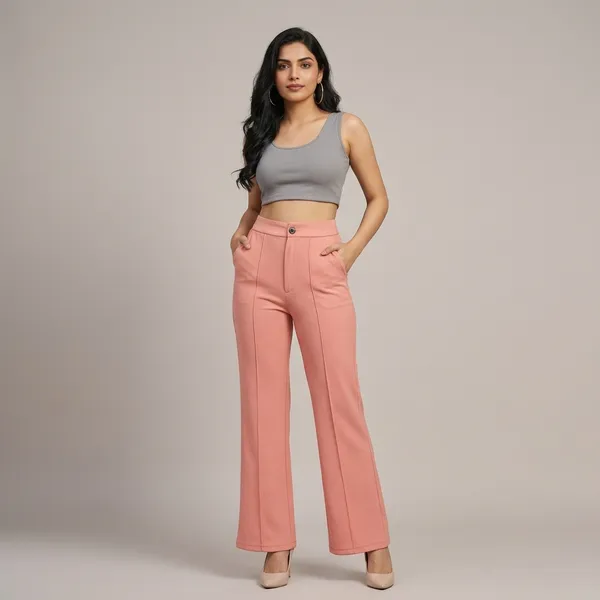 Women_S_High_Rise_Flare_Pants_Pink