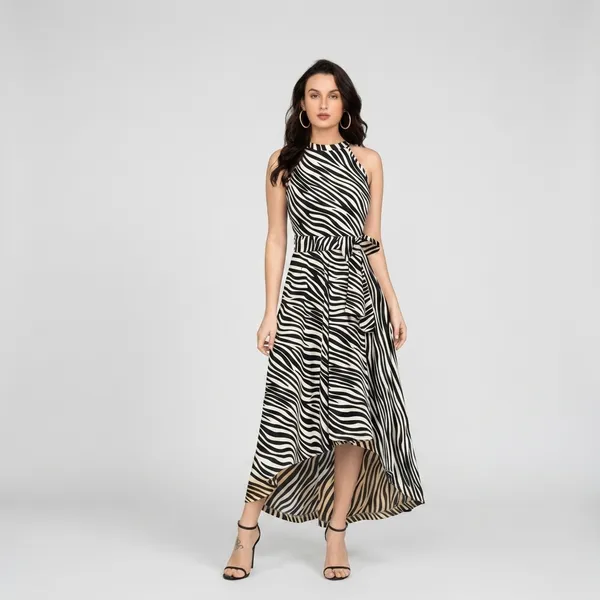 Bold_Animal_Print_Sleeveless_Party_Dress_Gray