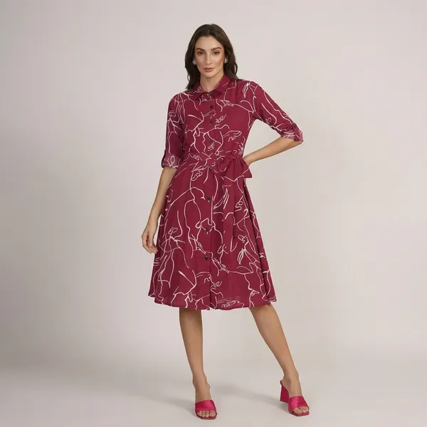Button_Down_A_Line_Midi_Dress_Maroon