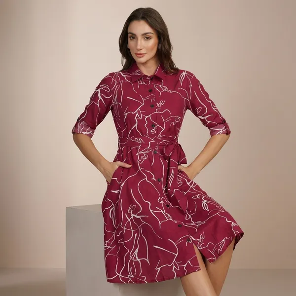 Button_Down_A_Line_Midi_Dress_Maroon