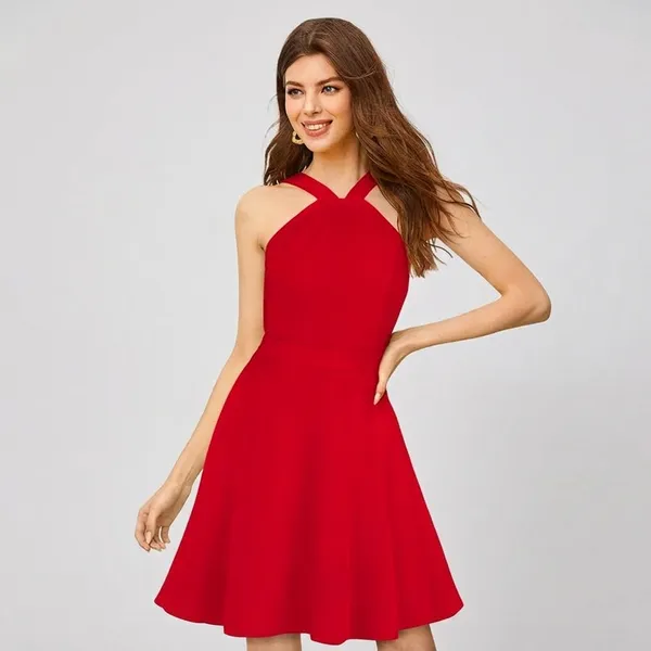 Scarlet_Halter_Fit_Flare_Dress_Red