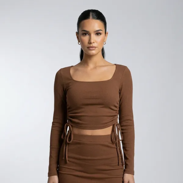 Seamless_Drawstring_Bodycontop_Brown