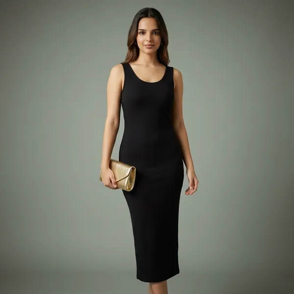 Stylish_Elegant_One_Piece_Dress_For_Women_Black