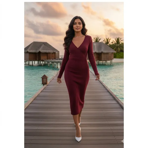 Overwater_Oasis_Ribbed_Wrap_Midi_Dress_Maroon