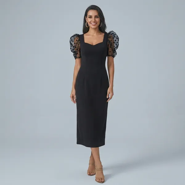 Emerald_Glam_Puff_Sleeve_Midi_Dress_Black