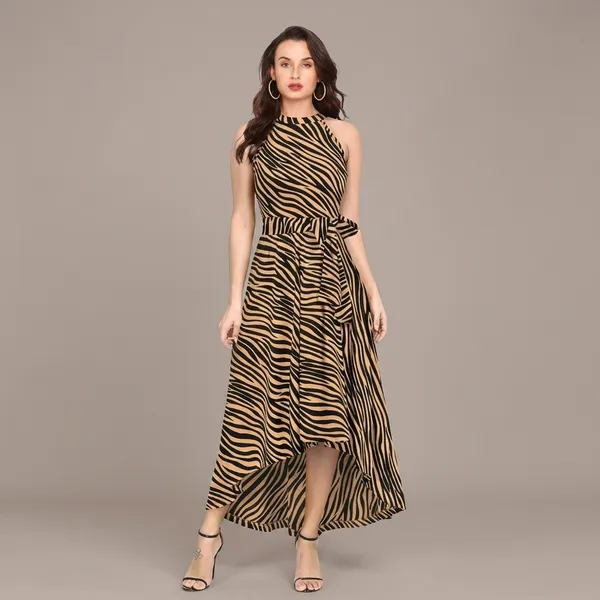 Bold_Animal_Print_Sleeveless_Party_Dress_Bronze