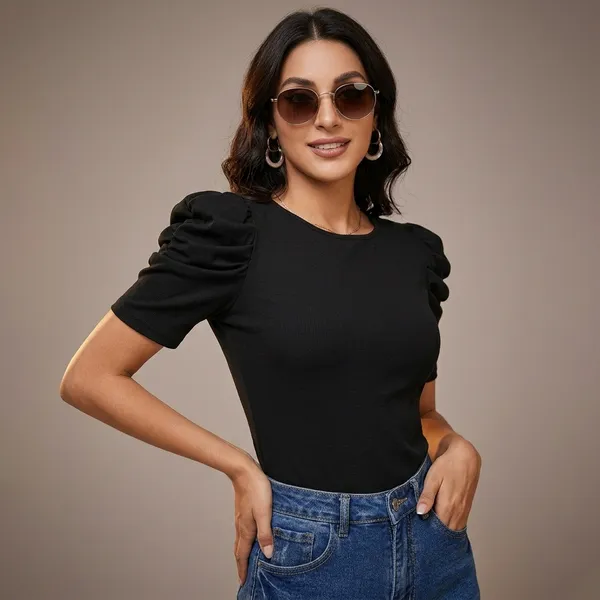 Sunset_Glow_Ruched_Sleeve_Tee_Black