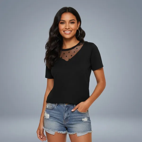 Polka_Dot_Casual_T_Shirt_Black