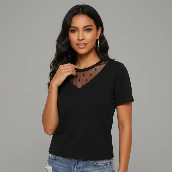 Polka_Dot_Casual_T_Shirt_Black