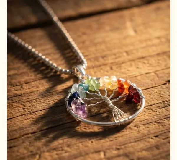 Silver_Tree_Of_Life_7_Chakra_Gemstone_Pendant_Necklace