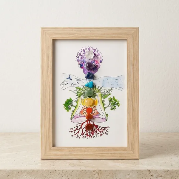 7_Chakra_Meditation_Framed_Wall_Art_With_Natural_Stones