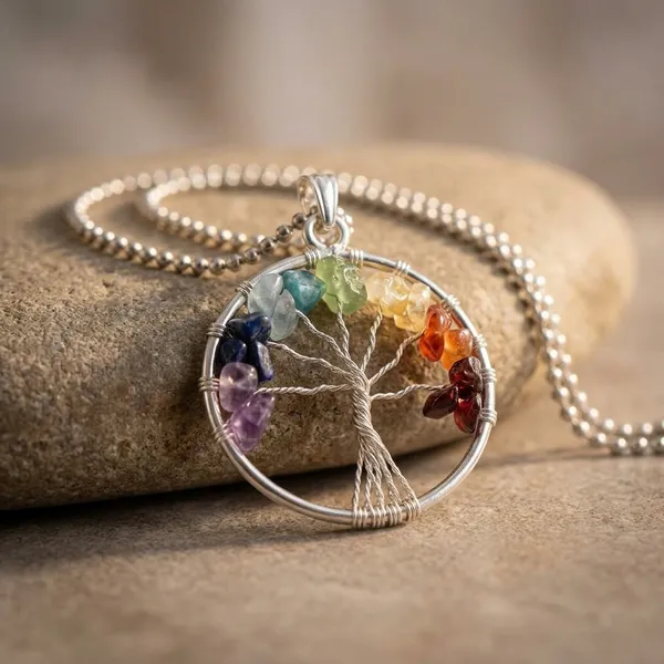 Silver_Tree_Of_Life_7_Chakra_Gemstone_Pendant_Necklace