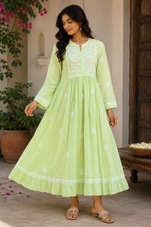 Green_Cotton_Embroidered_Anarkali_Kurta_For_Women