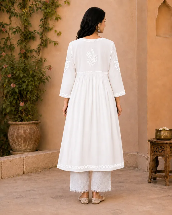 White_Cotton_Embroidered_Anarkali_Kurta_With_Palazzo_Set_For_Women