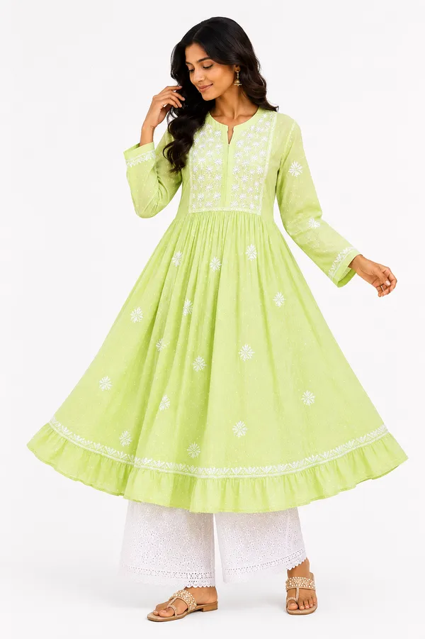 Green_Cotton_Embroidered_Anarkali_Kurta_For_Women