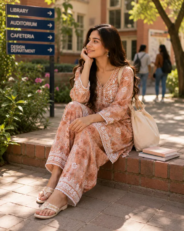 Peach_Floral_Printed_Embroidered_Kurta_Palazzo_Set_For_Women