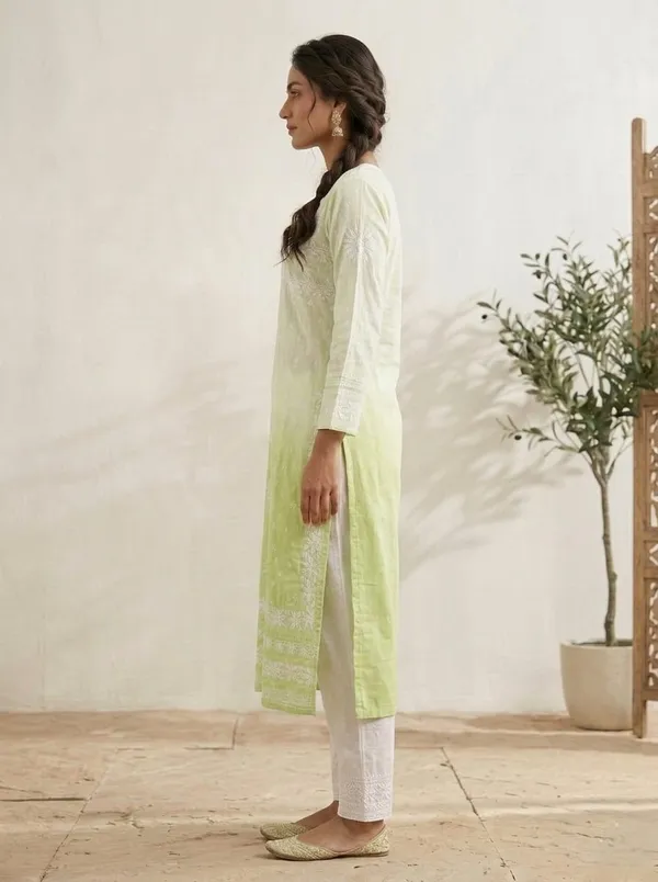 Lime_Green_Embroidered_Straight_Kurta_For_Women
