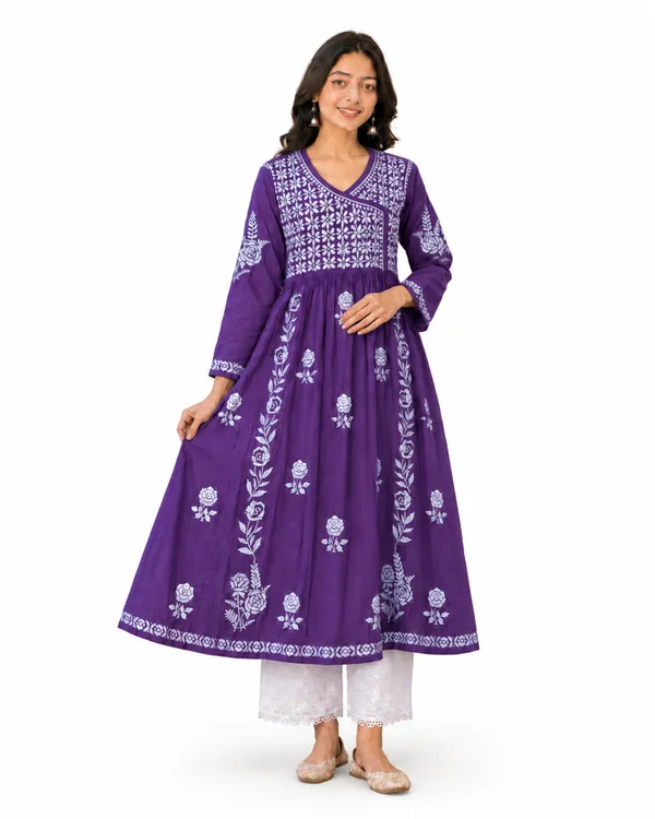 Purple_Cotton_Floral_Embroidered_Anarkali_Kurta_For_Women