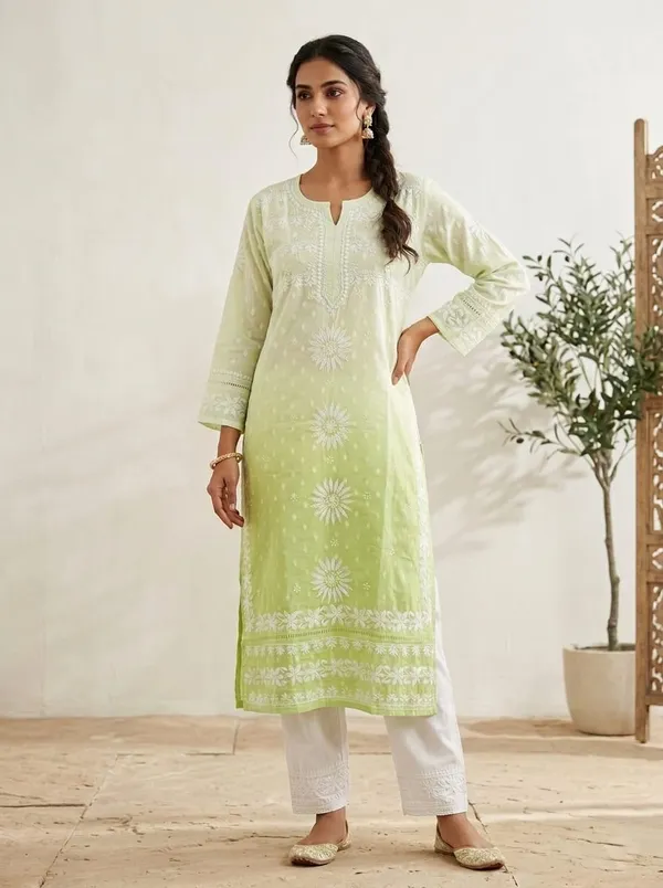 Lime_Green_Embroidered_Straight_Kurta_For_Women