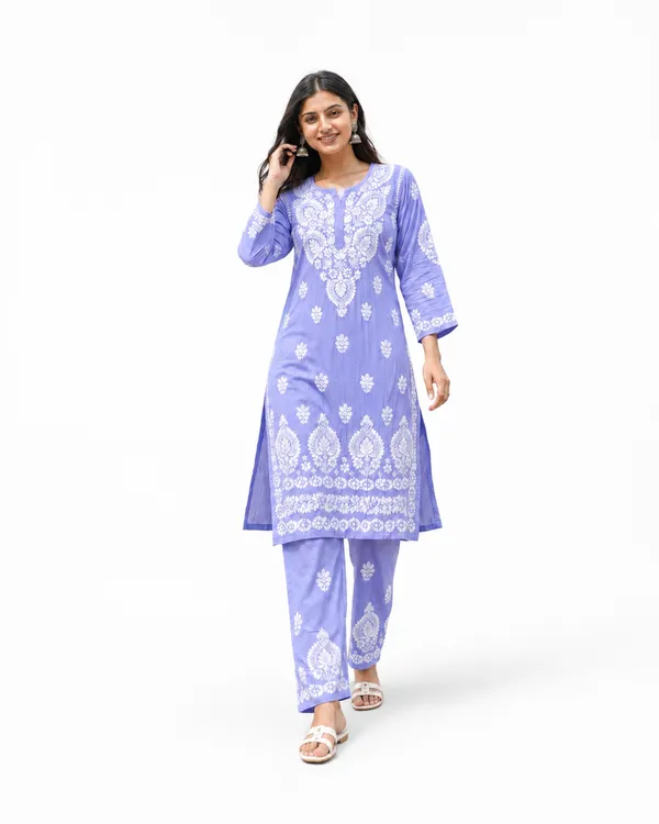 Blue_Cotton_Embroidered_Kurta_Set_For_Women