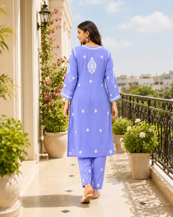 Blue_Cotton_Embroidered_Kurta_Set_For_Women