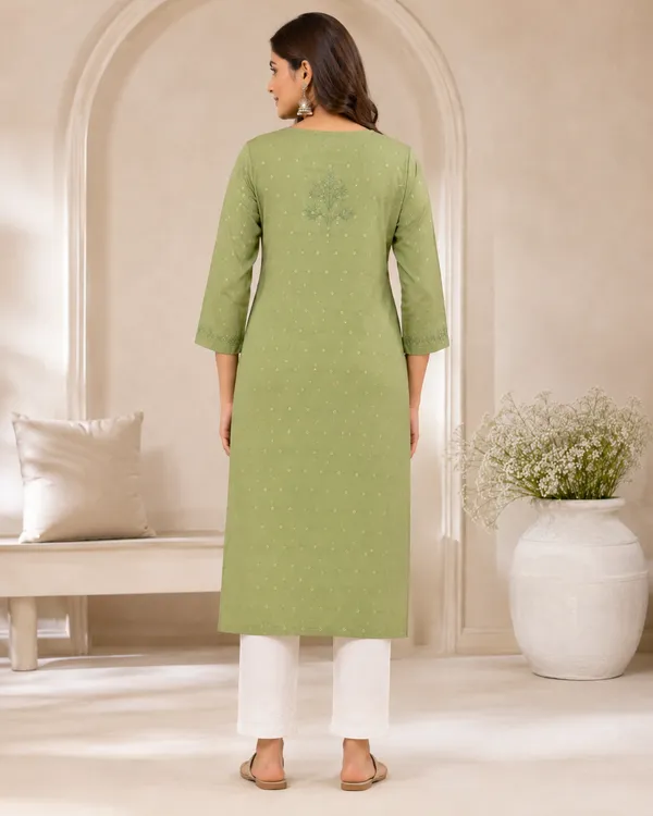 Green_Embroidered_Straight_Kurta_With_White_Pants_For_Women