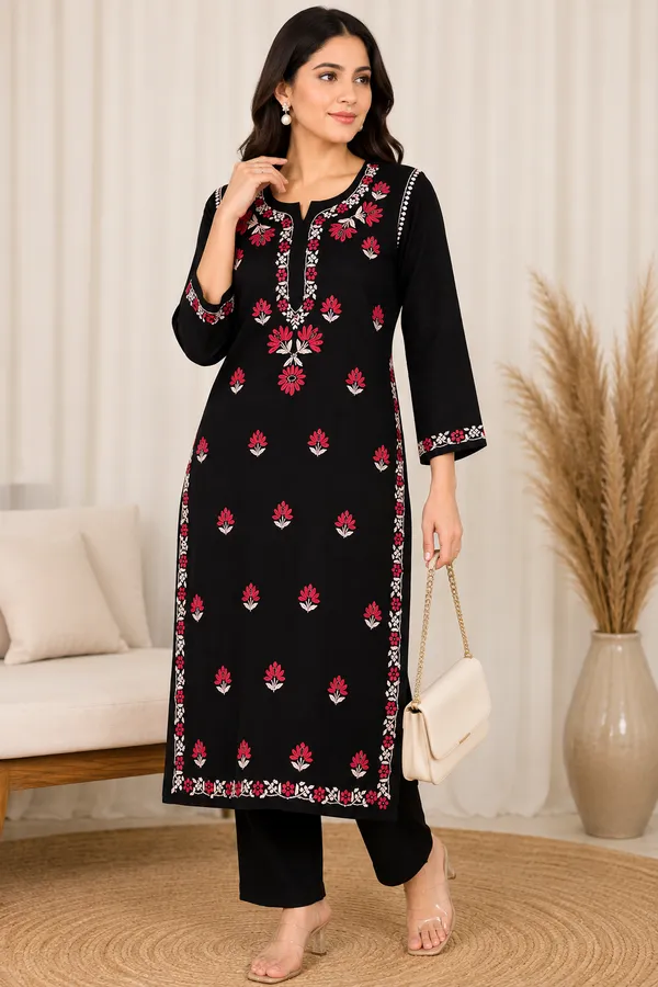 Black_Embroidered_Straight_Kurta_For_Women