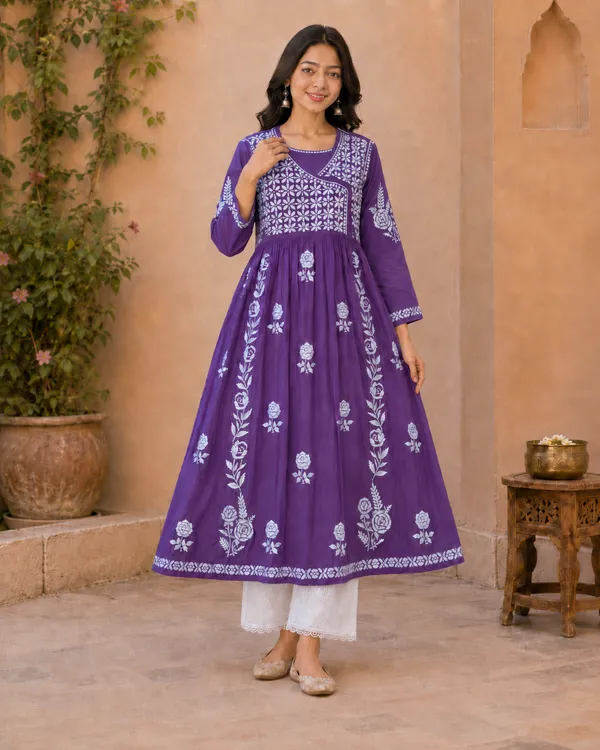 Purple_Cotton_Floral_Embroidered_Anarkali_Kurta_For_Women