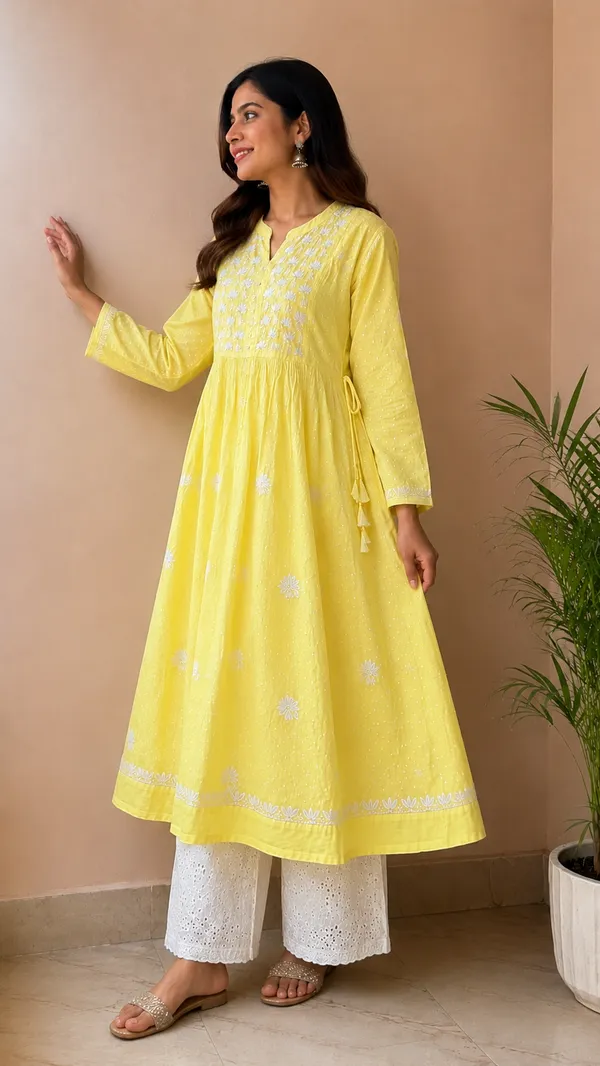 Yellow_Cotton_Embroidered_Anarkali_Kurta_For_Women