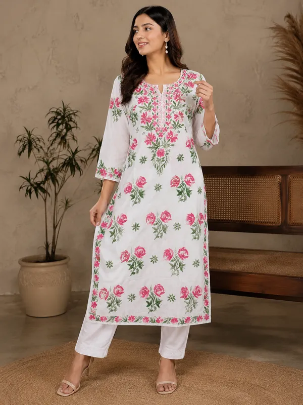 White_Floral_Straight_Kurta__For_Women