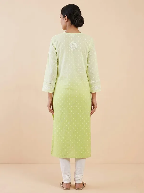 Lime_Green_Embroidered_Straight_Kurta_For_Women