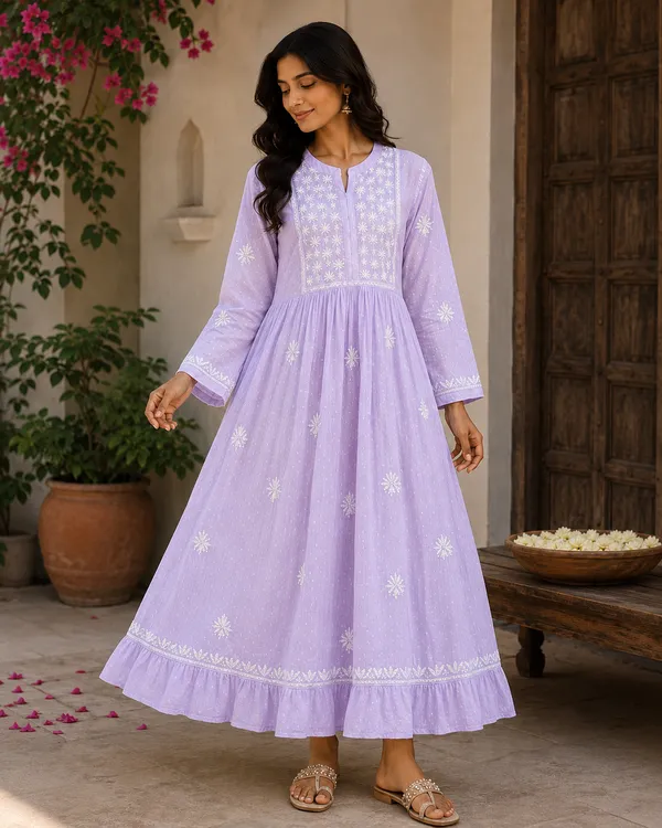 Lavender_Cotton_Embroidered_Anarkali_Kurta_For_Women