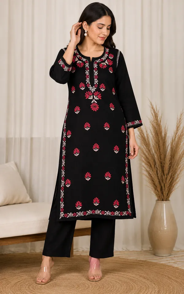 Black_Embroidered_Straight_Kurta_For_Women
